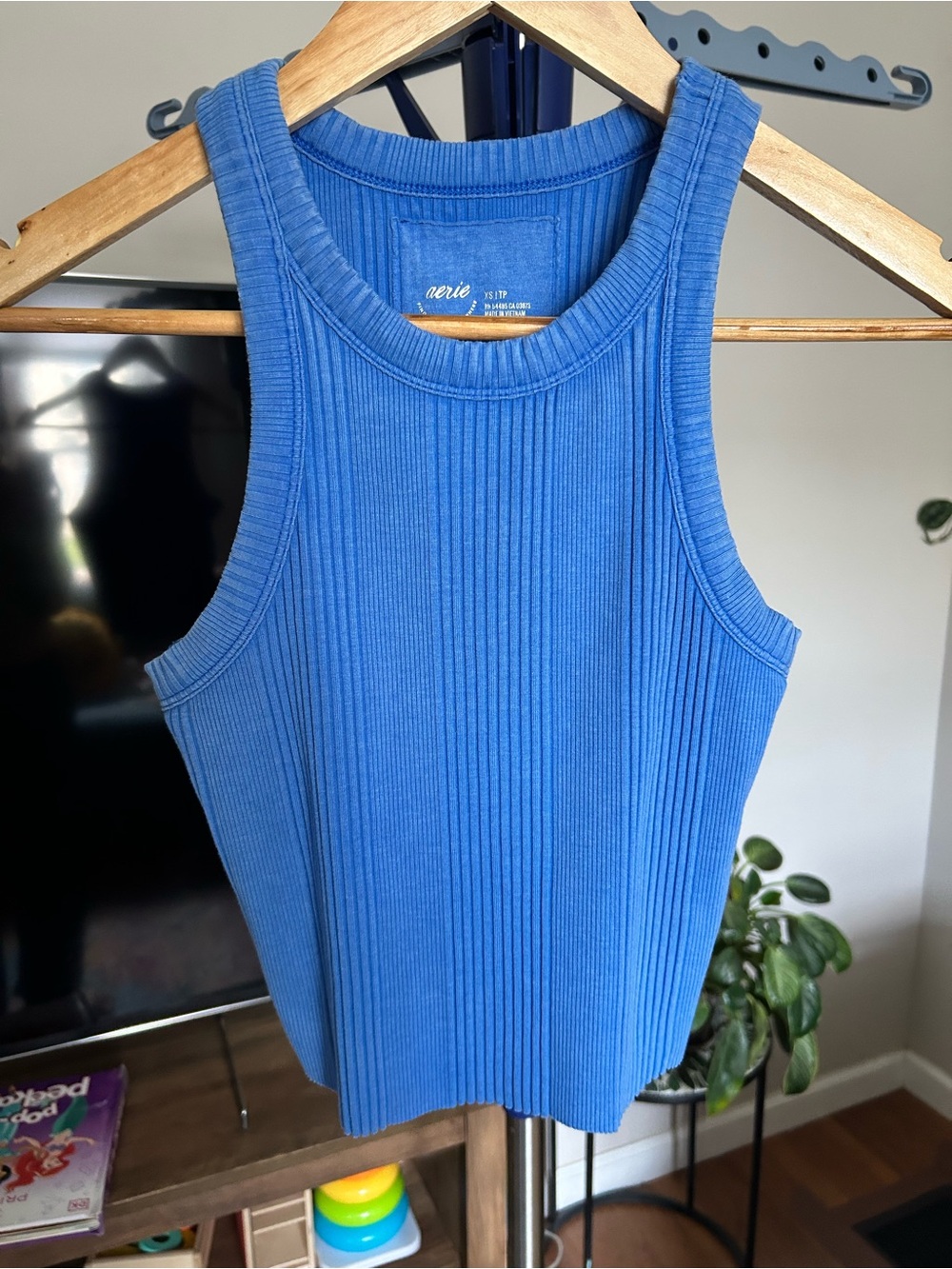 aerie Ribbed Tank Top in a vintage Blue